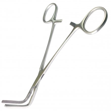 Затискач по DARDIK атравматичний загального призначення, кровоспинний, зігнутий під кутом 90 градусів. Довжина 16,0 см